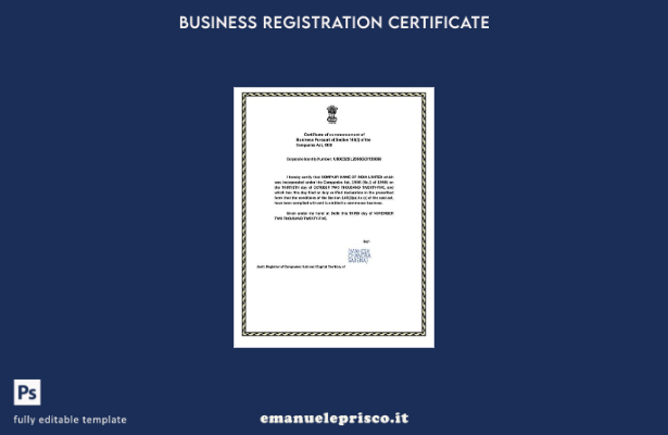 Certificato di inizio India in stile verificato Modello Word e PDF